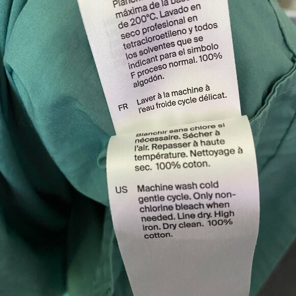 COS 100% Cotton Poplin Green V-Neck Dress with Pockets Size 12 - Picture 7 of 8